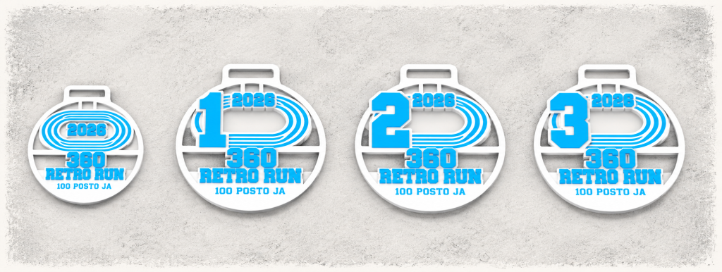 Finišerska medalja i medalje za prvo, drugo i treće mjesto 360 Retro Run 2026